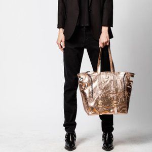 Zadig Voltaire Rose Gold Large Leather Tote-Travel